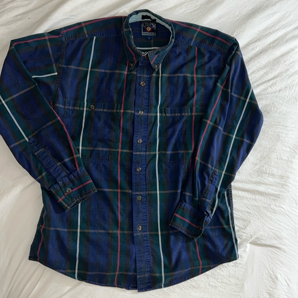 VNTG Chaps Ralph Lauren 100% Long Sleeve Plaid Button Up - Picture 2 of 5